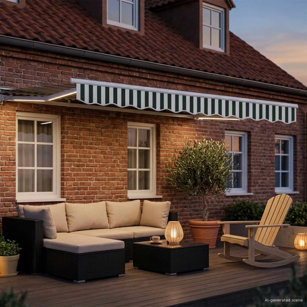 Cornice per Tenda Manuale con LED Verde e Bianco 3 x 2,5 m 3420590