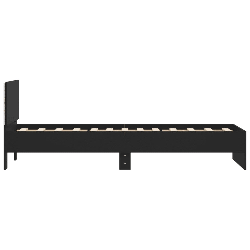 Giroletto con Testiera e LED Nero 75x190 cm 838842