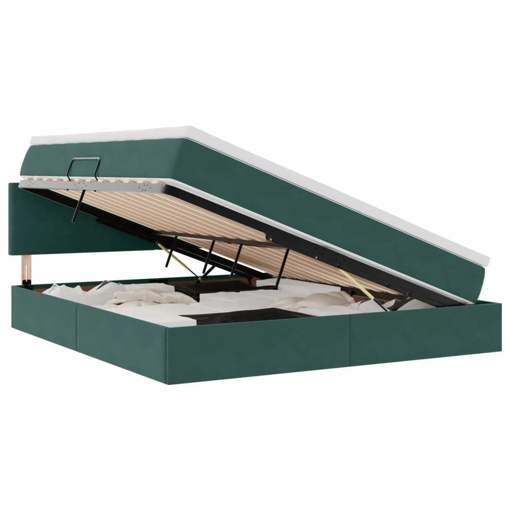Letto con Contenitore Verde Scuro 160 x 200 cm Velluto