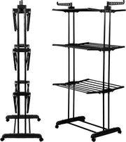 Droogrek pieghevole con ruote - nero - molte magazzinaggio - 4 livelli