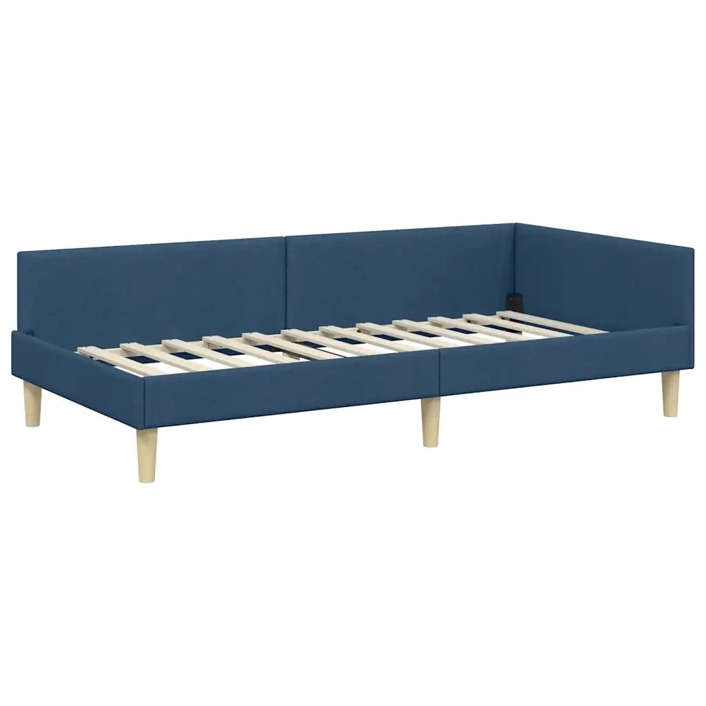 Struttura Letto Angolare con Materasso 2 pcs Blu Tessuto