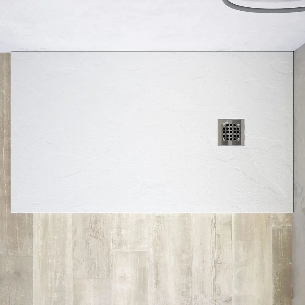 Piatto doccia rettangolare 90x170 cm in marmoresina bianco effetto pietra h3 cm | Milos