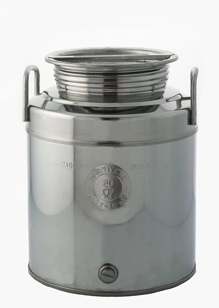 FUSTO CONTENITORE PER OLIO IN ACCIAIO INOX, BOCCA LARGA LT.20