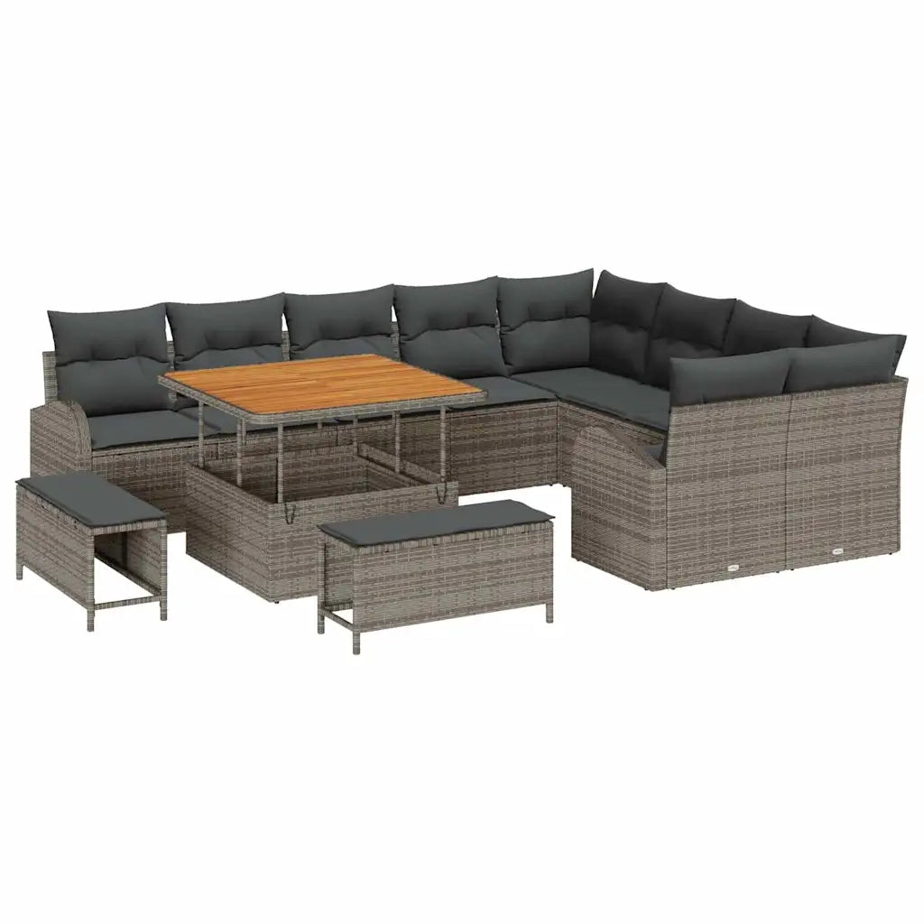 Set Divano da Giardino con cuscino 12 pcs Grigio polyrattan 3362428