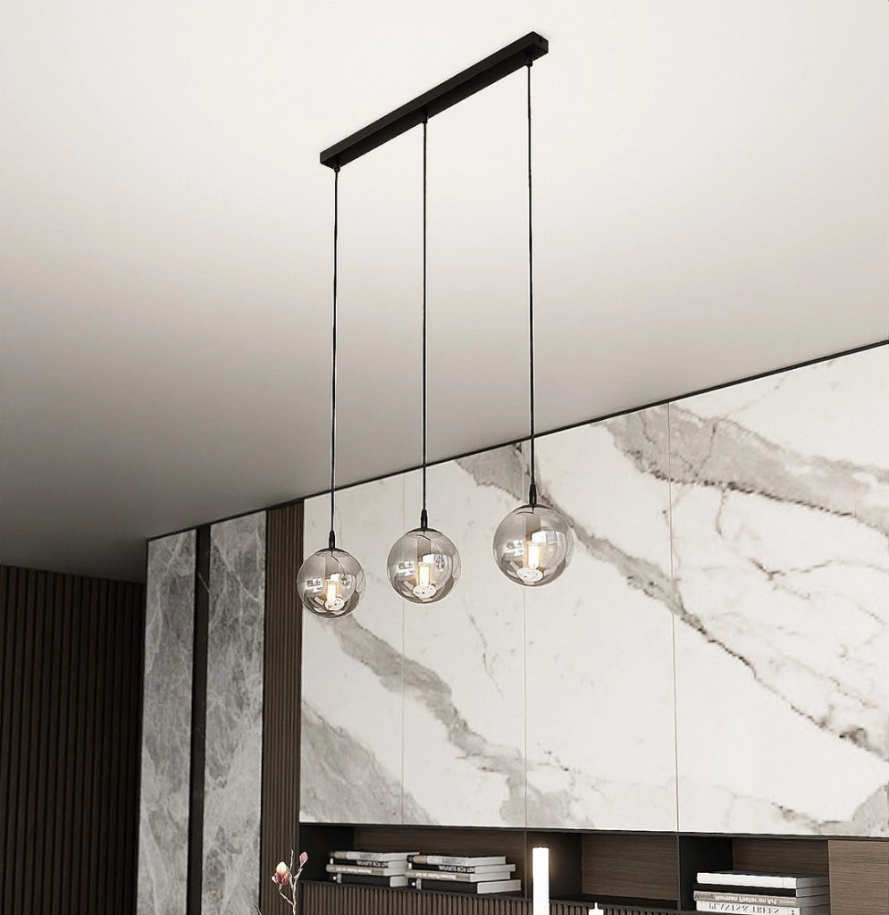 Lampadario Emibig Cosmo 3 luci E14 nero grafite vetro