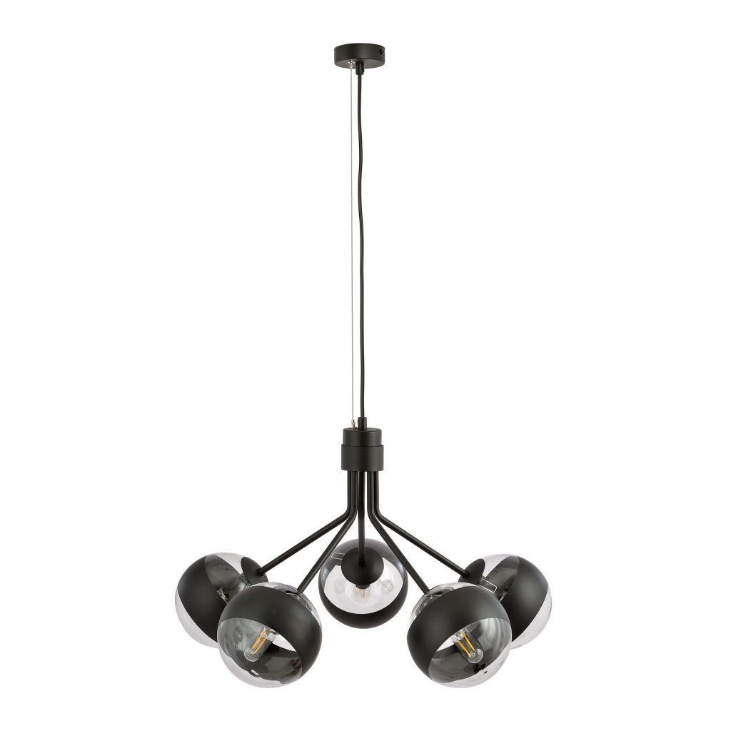 Lampadario Emibig Nova 5 nero/trasparente 5xE14 dimmerabile