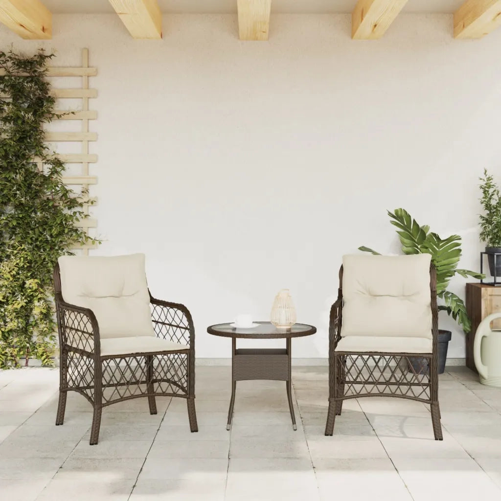 Sedie da Giardino con Cuscini 2 pz | Sedie da Esterno Marroni in Polyrattan