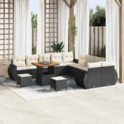 Set Divano da Giardino 13 pcs Nero polyrattan