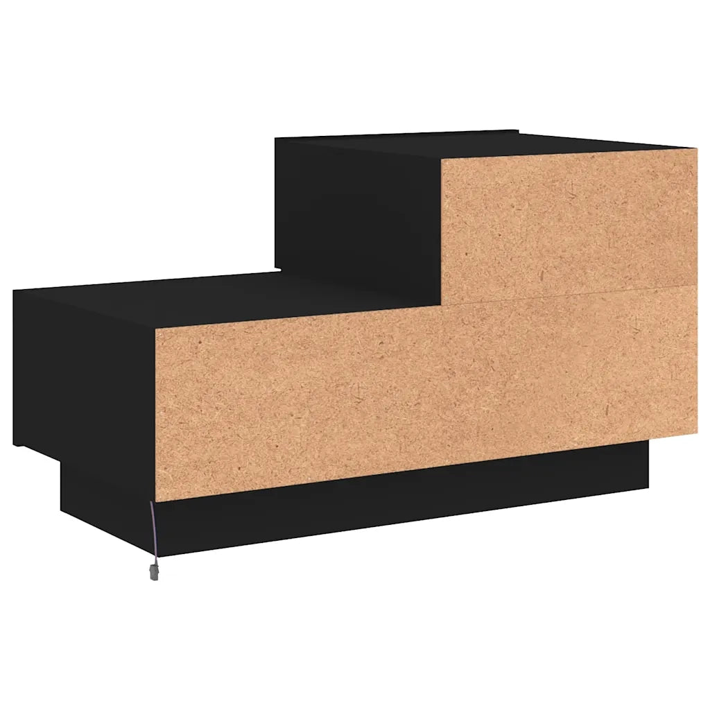 Comodino | Armadio da Notte | Mobiletto da notte con Luci LED Nero 70x36x40,5 cm