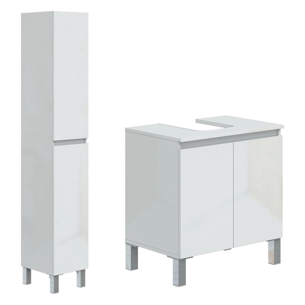 Vignolo, set Mobili Bagno 5 Ripiani, Bianco Lucido