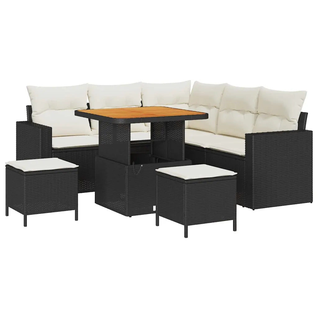 Set Divano da Giardino 8 pcs Nero polyrattan 3361610
