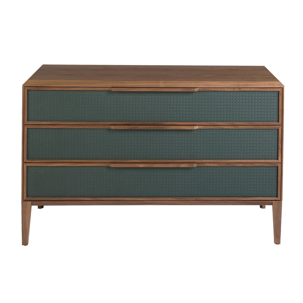 Cassettiera in pvc verde scuro e noce