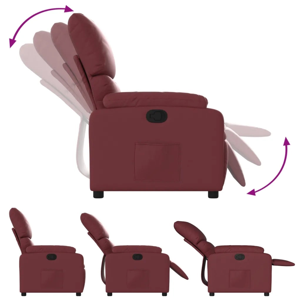 Poltrona | Sedia Relax Reclinabile Rosso Vino in Similpelle