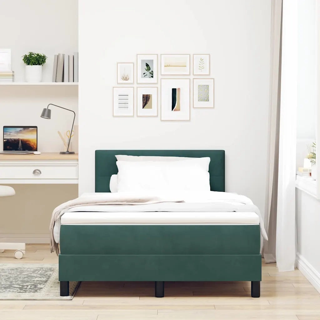 Letto a molle con materasso Verde Scuro 120 x 200 cm Velluto 3339101