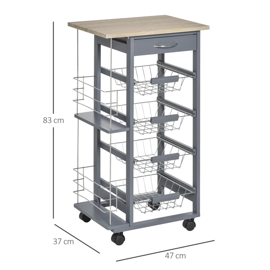 Carrello da Cucina con Cassetto e Cestelli ¨C Minimal ¨C Grigio Scuro