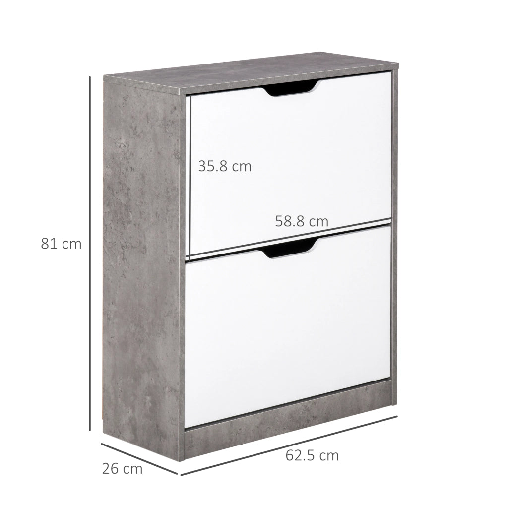 Scarpiera Salvaspazio Slim ¨C Xylo ¨C 2 Ante Ribalta, 8 Paia, Grigio Cemento, 62.5x26x81 cm