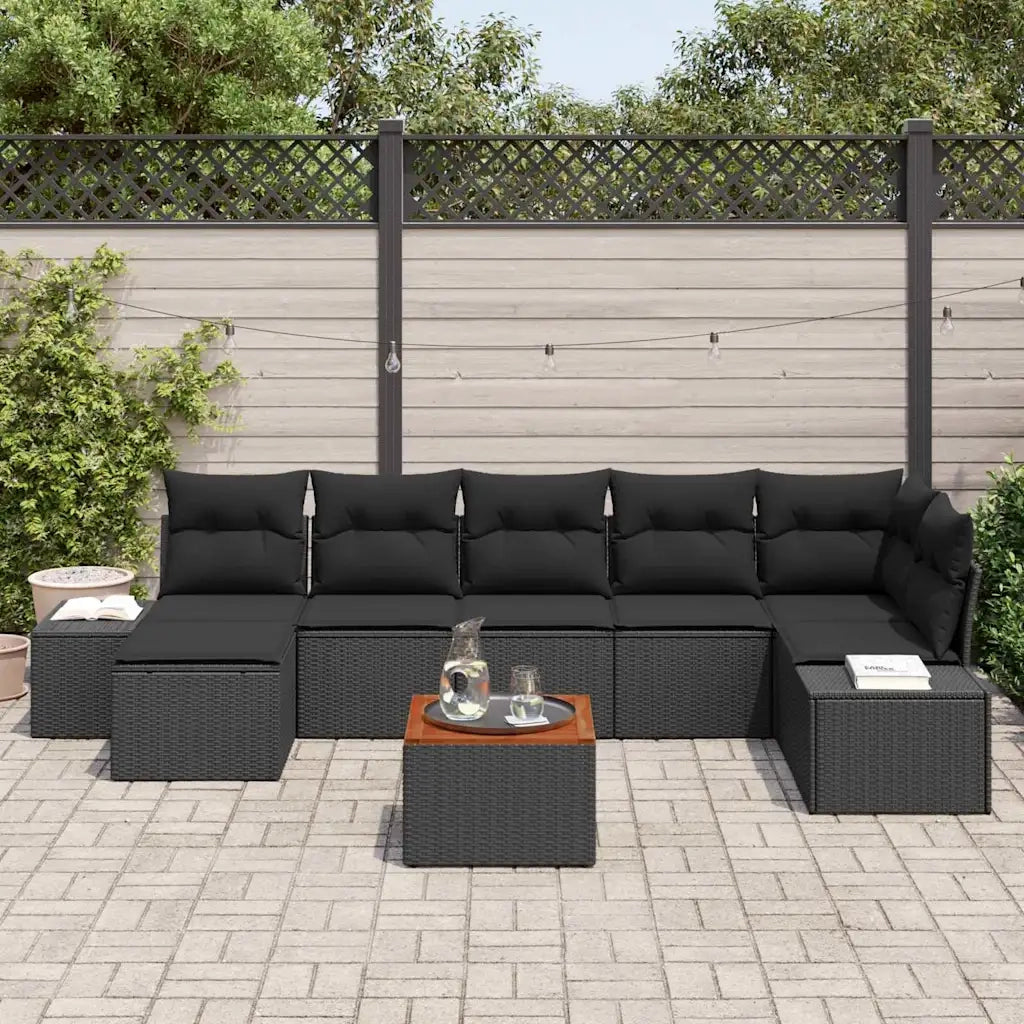 Set Divano da Giardino 8 pcs Nero 3356658