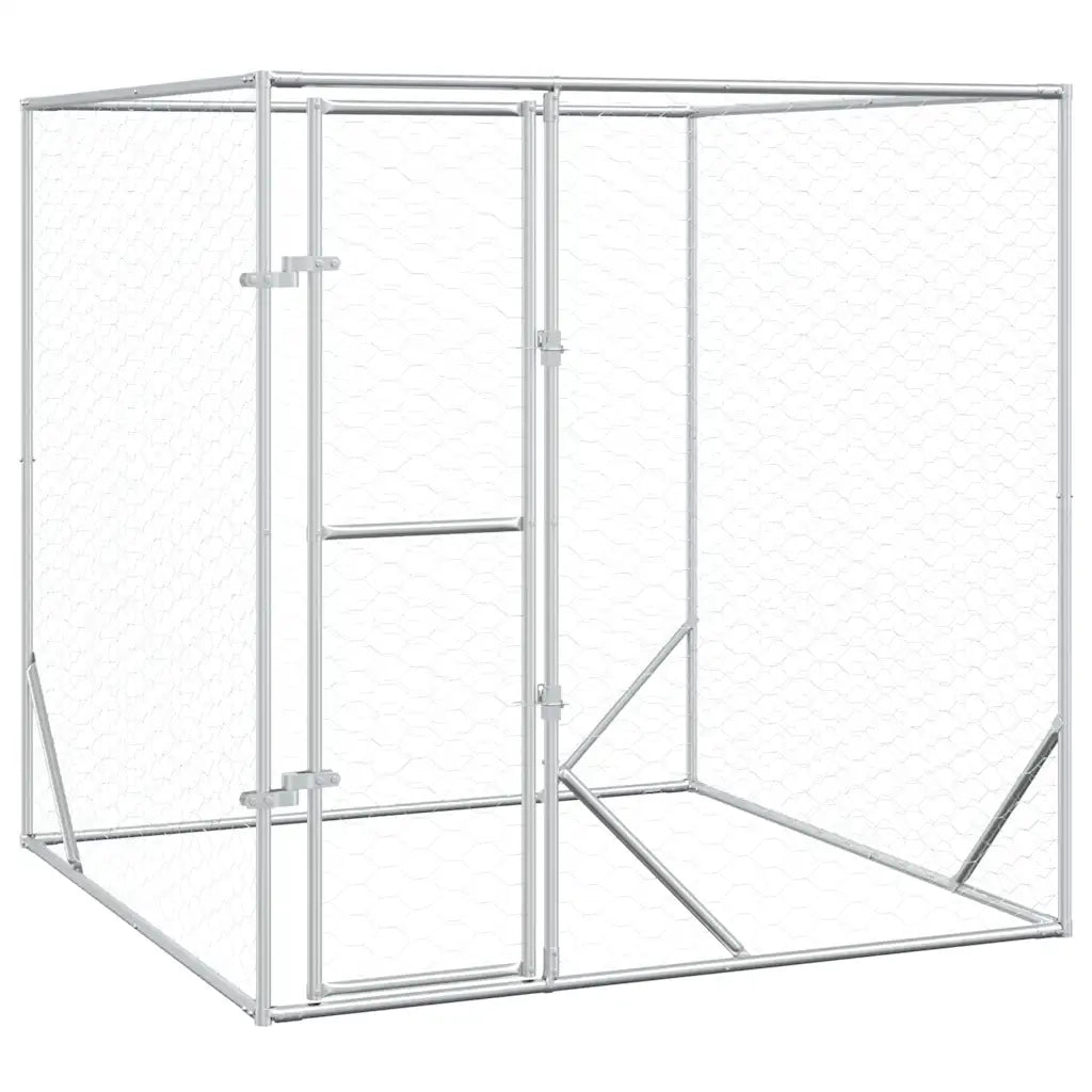 Cuccia per Cani da Esterno Argento 2x2x2 m Acciaio Zincato 153674