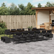 Set da Pranzo da Giardino 17 pz con Cuscini Nero in Polyrattan