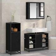 Set di mobili per il bagno 3 pcs Rovere Nero Legno multistrato 3402419