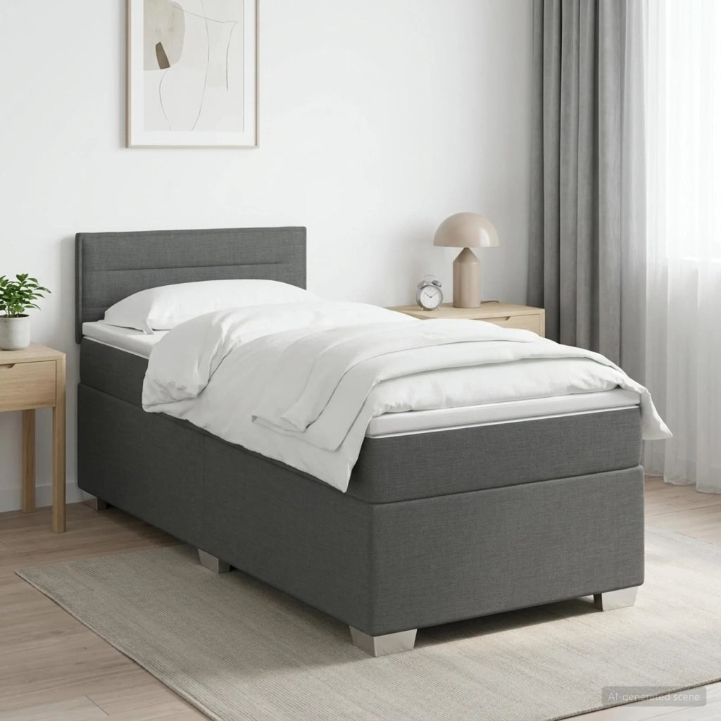 Letto con Box Spring, Materasso e LED Grigio Scuro 90 x 200 cm 3451848