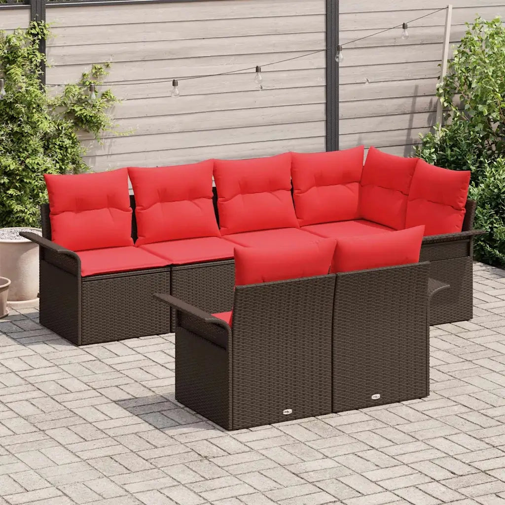 Set Divano da Giardino con cuscino 7 pcs Marrone polyrattan 3345404