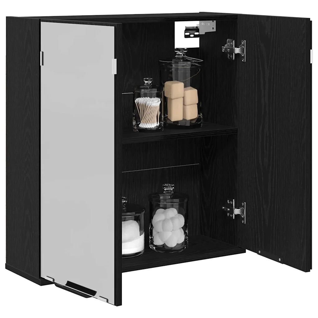 Mobiletto per specchio con porta Rovere Nero 64 x 20 x 67 cm 862096