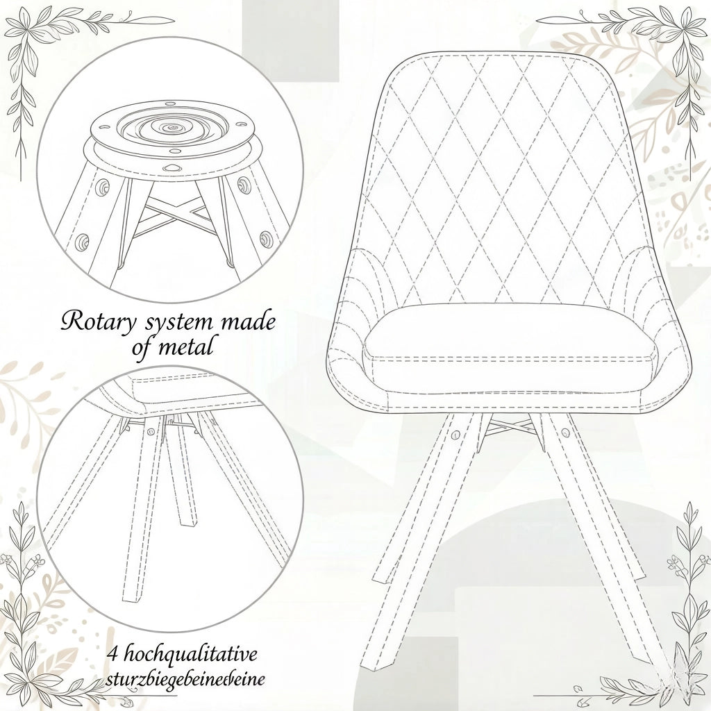 SEDIA GIREVOLE 360° 41x40x84 cm Velluto Grigio Scuro Set da 2 pezzi