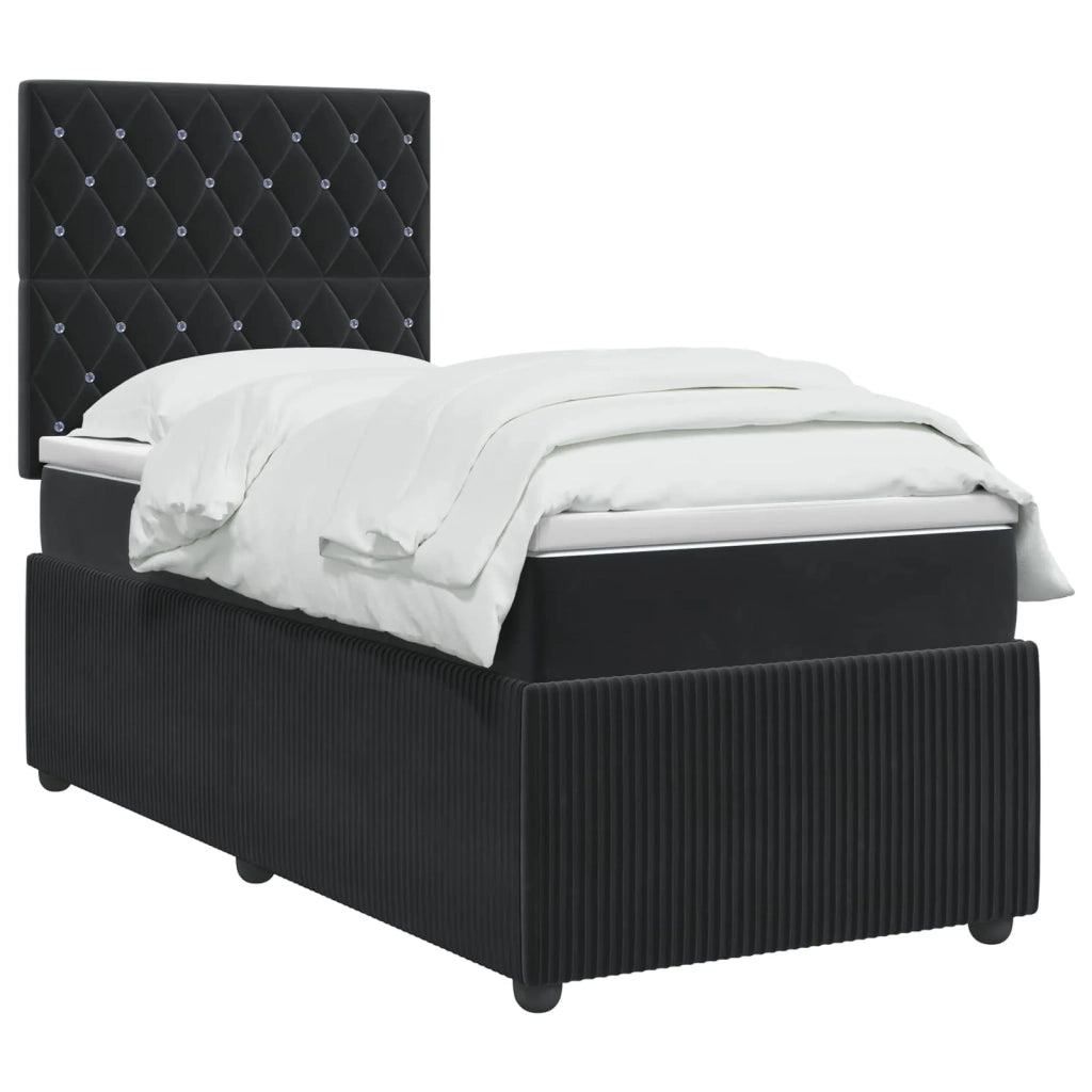 Letto box spring con materasso Nero 90 x 190 cm Velluto 3454507