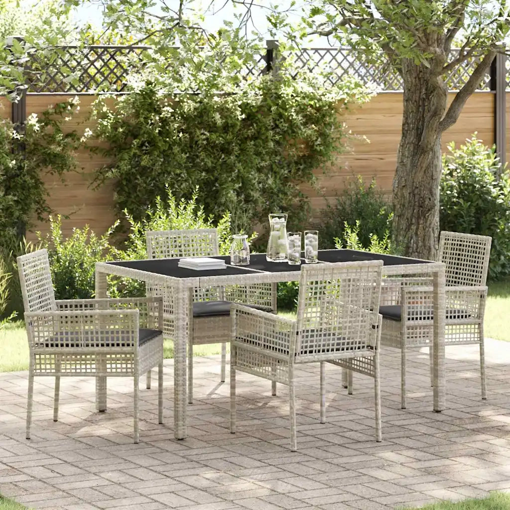 Set da Pranzo per Giardino 5 pcs Grigio chiaro polyrattan 3334897