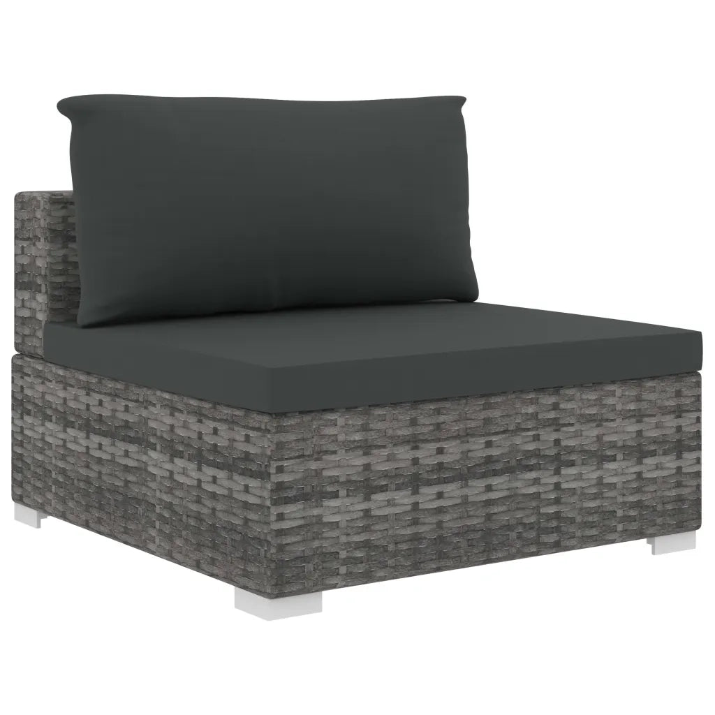 Set Divani da Giardino 4 pz con Cuscini in Polyrattan Grigio 46779