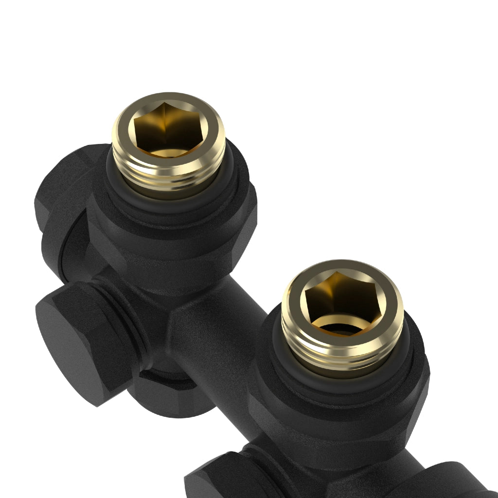 Kit Gloppen Valvole Termostatiche Multiblock per Termoarredi Bitubi - Nero [neu.haus]