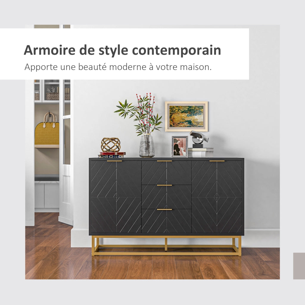 Buffet design moderno ¨C Minimal ¨C nero, legno, metallo dorato