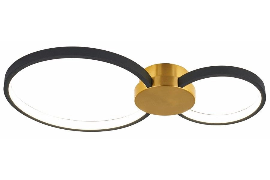 Plafoniera LED moderna nero oro doppio-ring 20W Reality