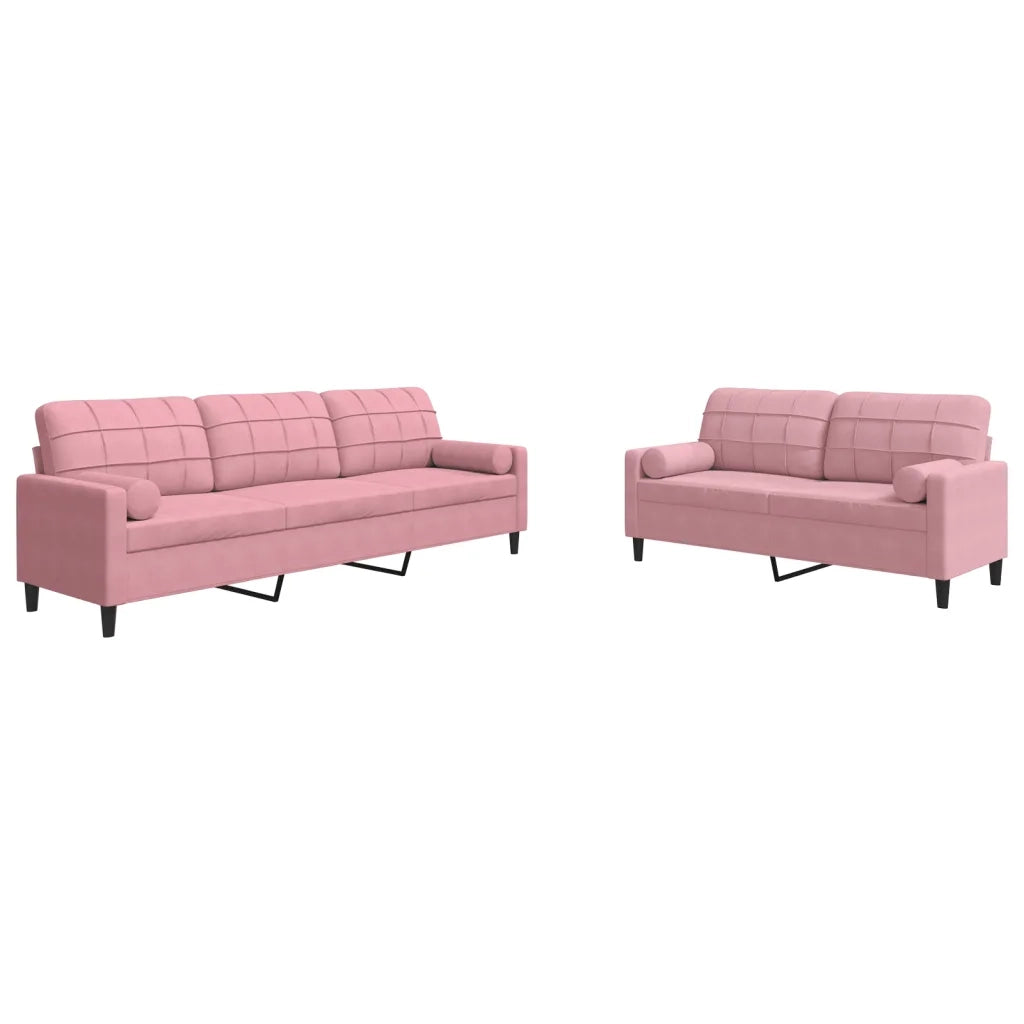 Set di Divani 2 pz con Cuscini e Rinforzi rosa in Velluto 3278494
