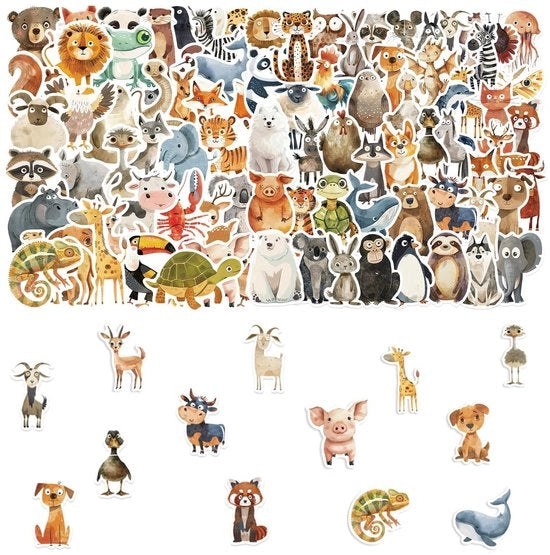Set di 100 Sticker Cartoon Acquistabili per Decorazione