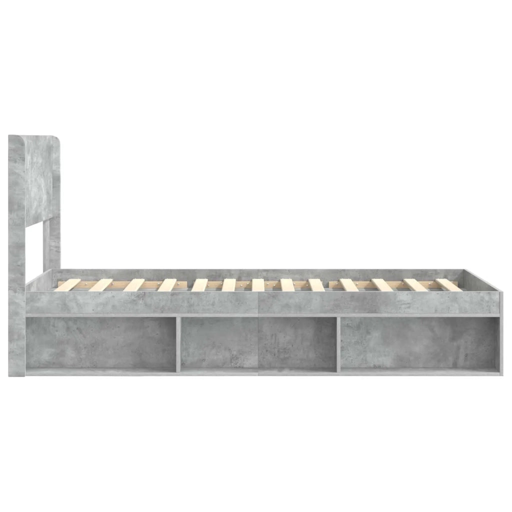 Struttura del letto con stoccaggio e testata Grigio Cemento 3414254