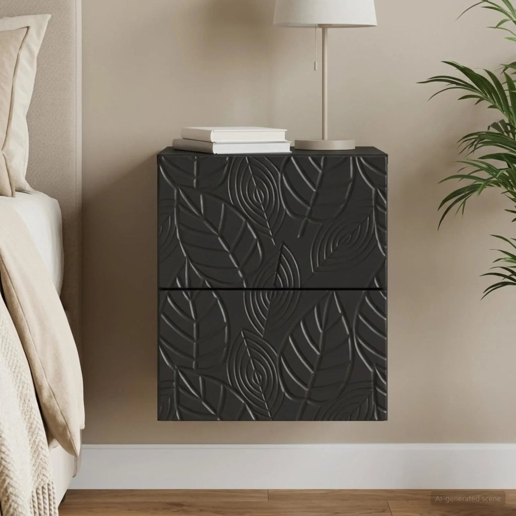 Mobiletto da notte a muro Nero 34,5 x 33 x 40 cm 898807