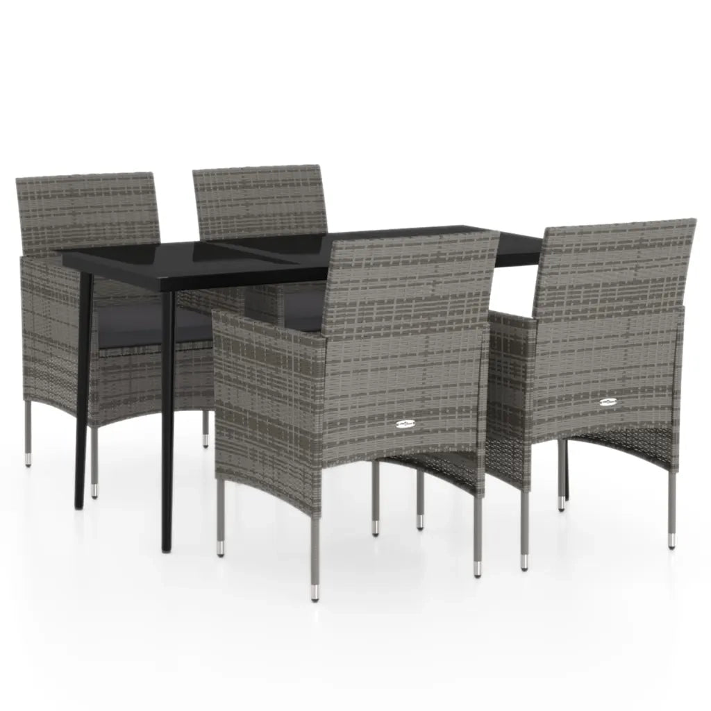 Set da Pranzo da Giardino 5 pz con Cuscini Grigio e Nero 3099313