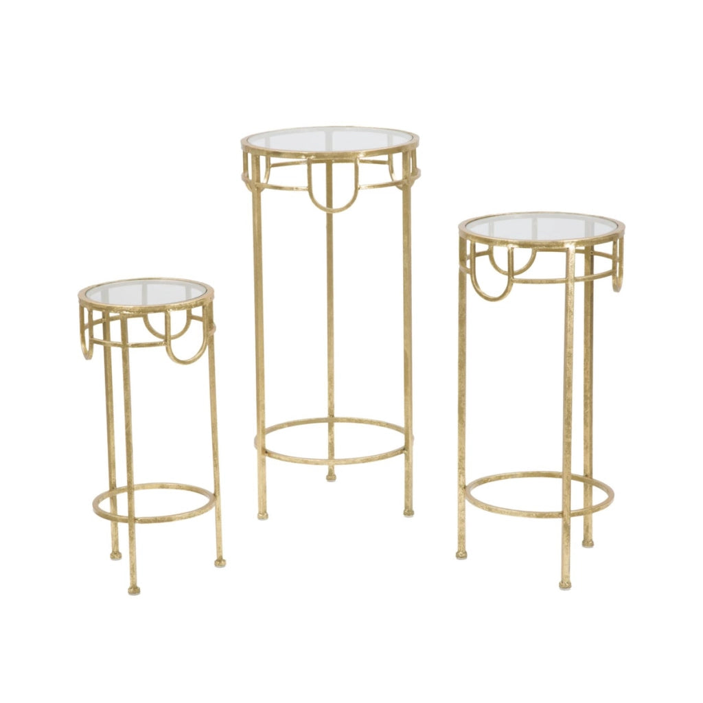 Set di Tavolini VKH428, Oro, Metallo, 33x33x70 cm
