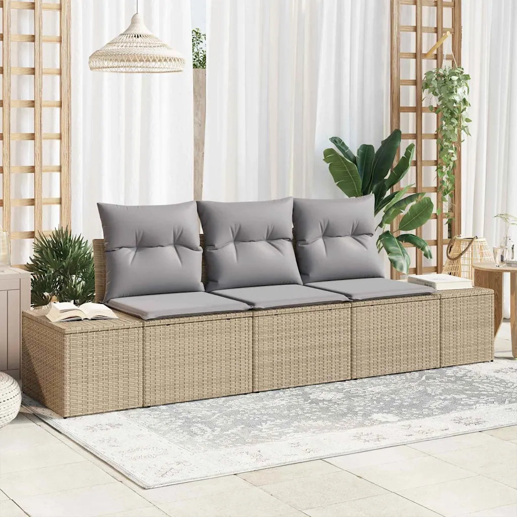 Set Divano da Giardino 3 pcs Beige e Grigio Chiaro polyrattan 3355589