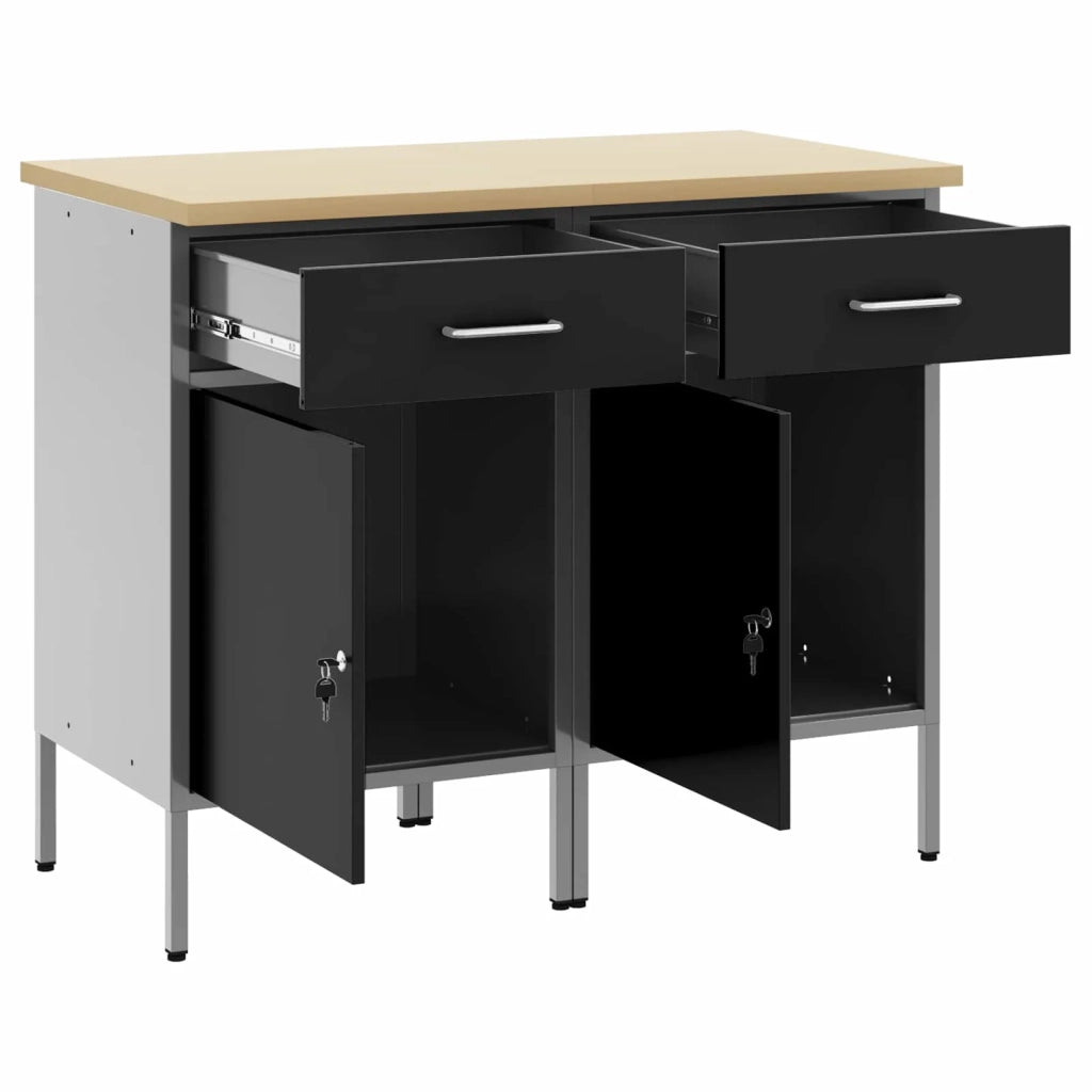 Mobile da lavoro 2 pcs Nero e Grigio 100 x 55 x 85 cm 3321360