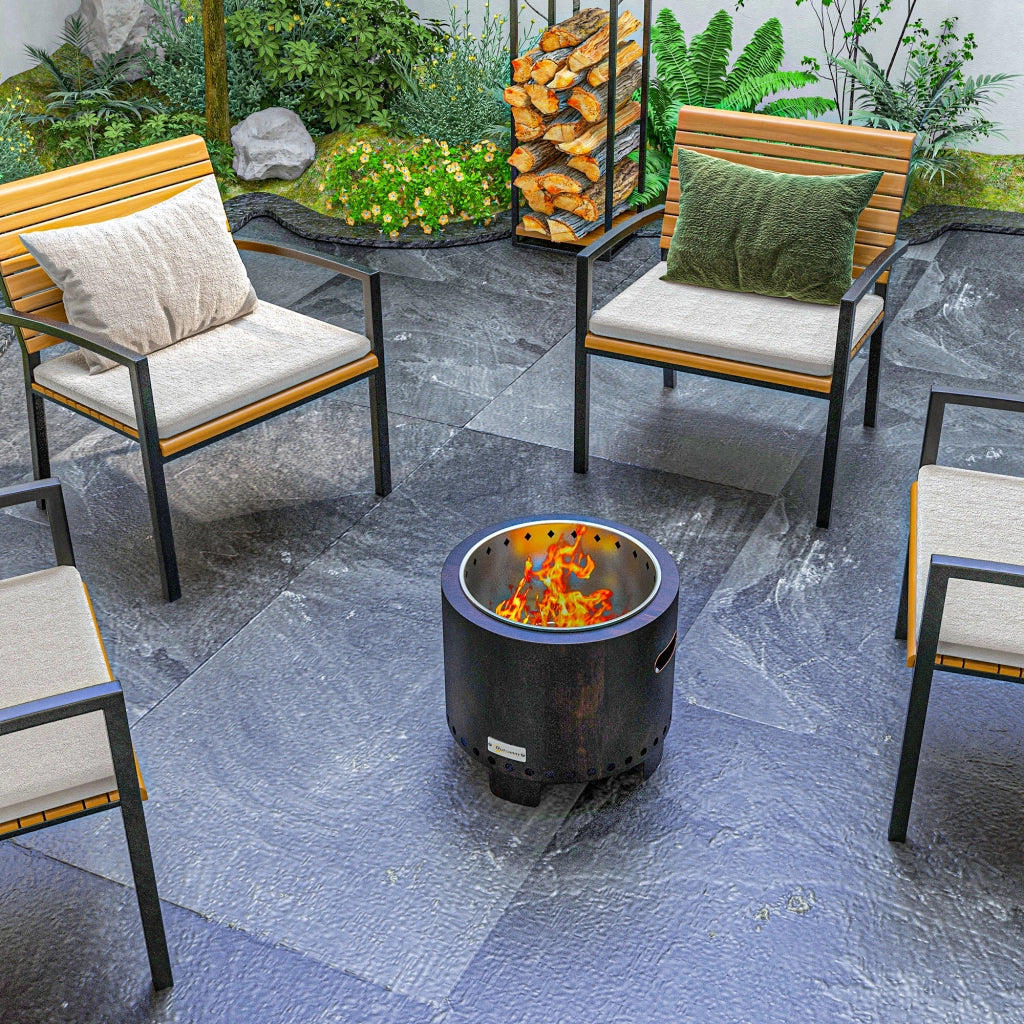 Braciere da Giardino ¨C Xylo ¨C Acciaio Nero e Bronzo 45x45x42 cm