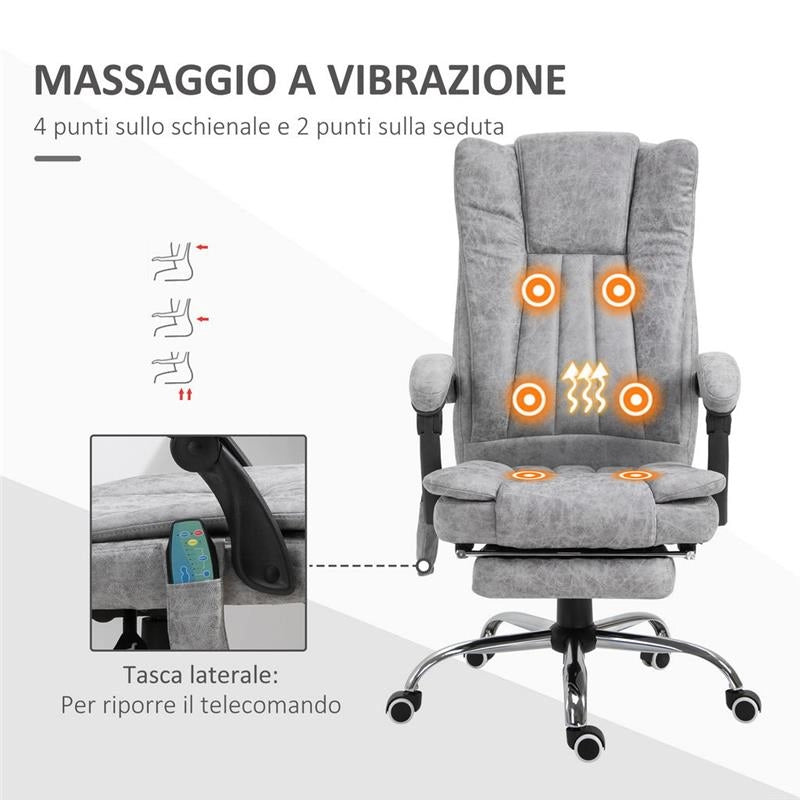 POLTRONA DA UFFICIO MASSAGGIANTE RISCALDANTE ALTEZZA E RECLINAZIONE REGOLABILI