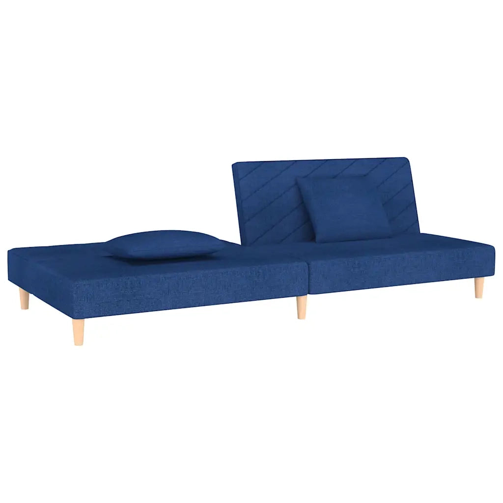 Divano Letto a 2 Posti con 2 Cuscini-Sofa Letto 2 Posti-Daybed Blu in Tessuto 397394