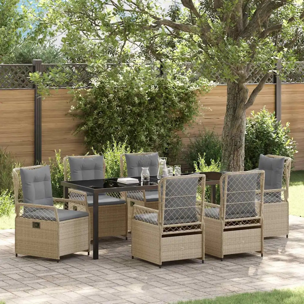 Set da Pranzo per Giardino 7 pcs Beige e Grigio Chiaro 3381007