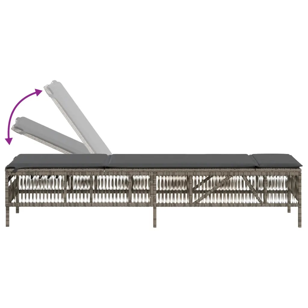 Lettini Prendisole 2 pz con Cuscini Grigio in Polyrattan 3261598