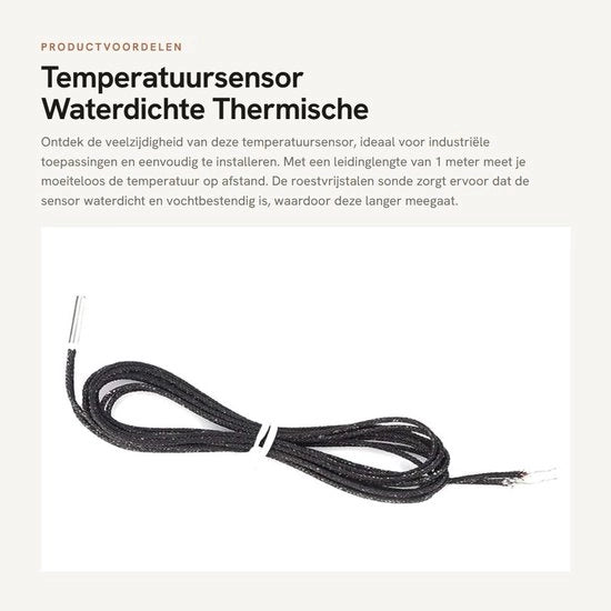 Sensore di Temperatura Acqua-Resistente - Sensore di Resistenza Termica - Sonde in Acciaio Inossidabile - Lunghezza 1M - Massima Temperatura 350°C - Facile da Installare - Termistore