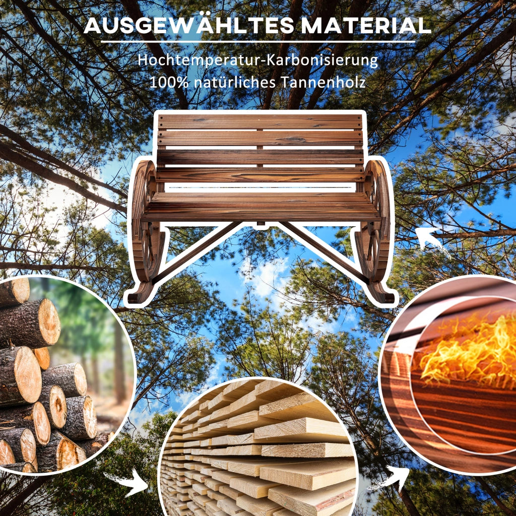 Altalena a 2 posti in legno con braccioli per giardino e balcone marrone scuro