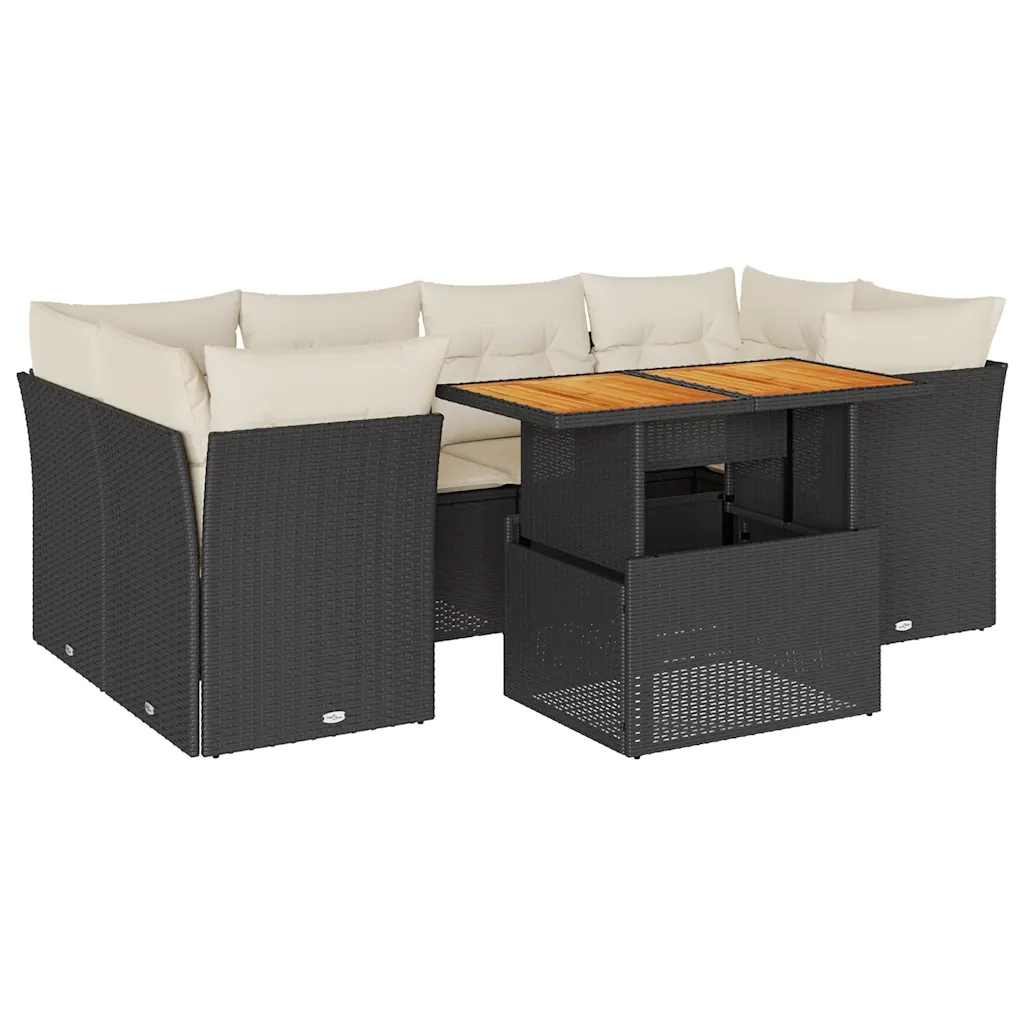 Set Divani da Giardino con Cuscini 7pz Nero Polyrattan 3326891